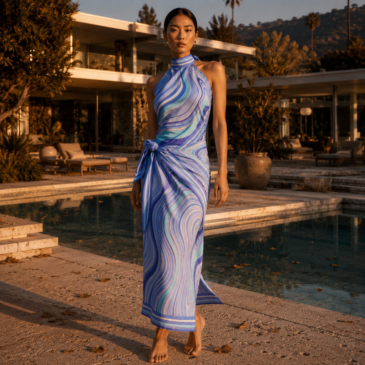 SWIRL BEACH TOP - BLUE