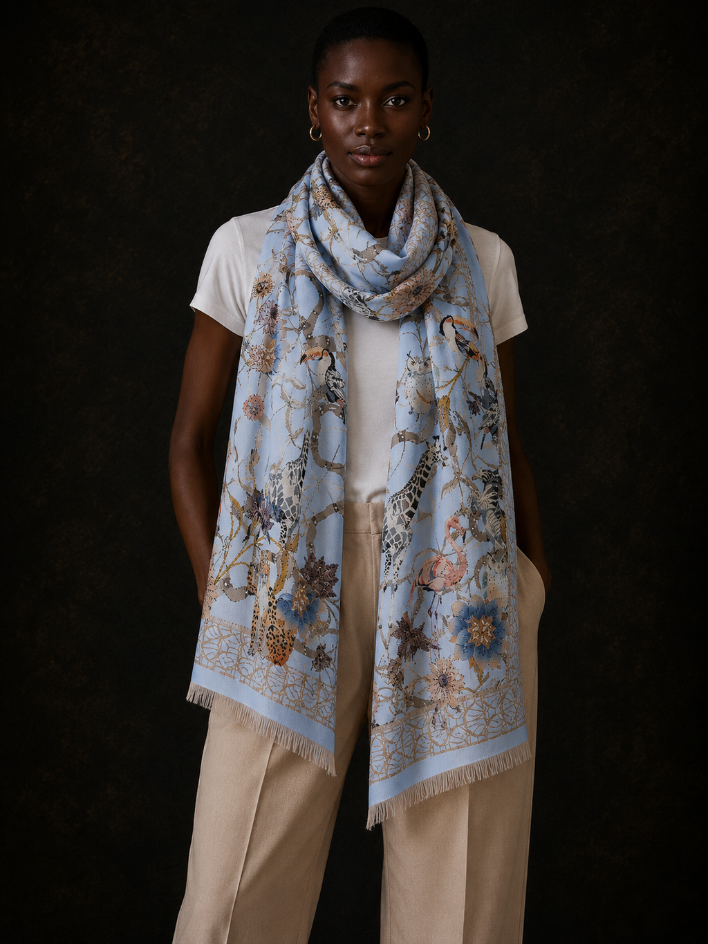 CANOPY CASHMERE SCARF - LIGHT BLUE