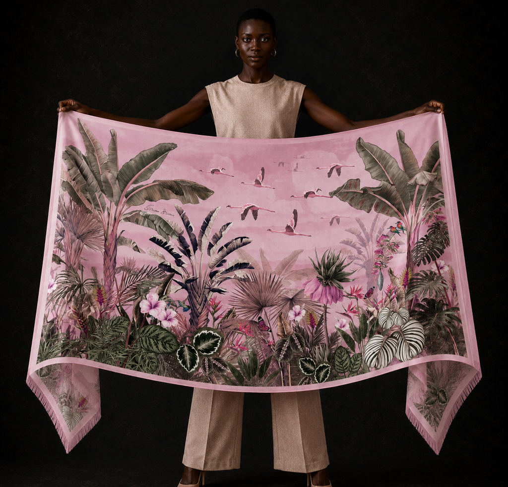 FLAMINGO CASHMERE SCARF - LIGHT ROSE