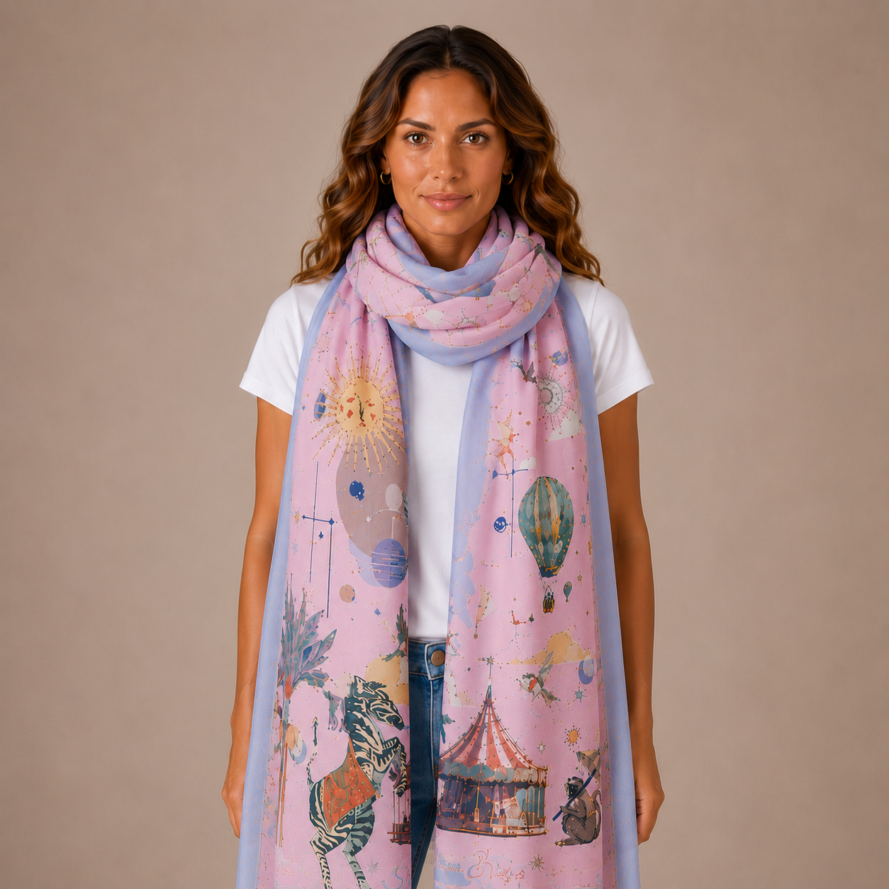 AURORA CASHMERE SCARF - LIGHT ROSE