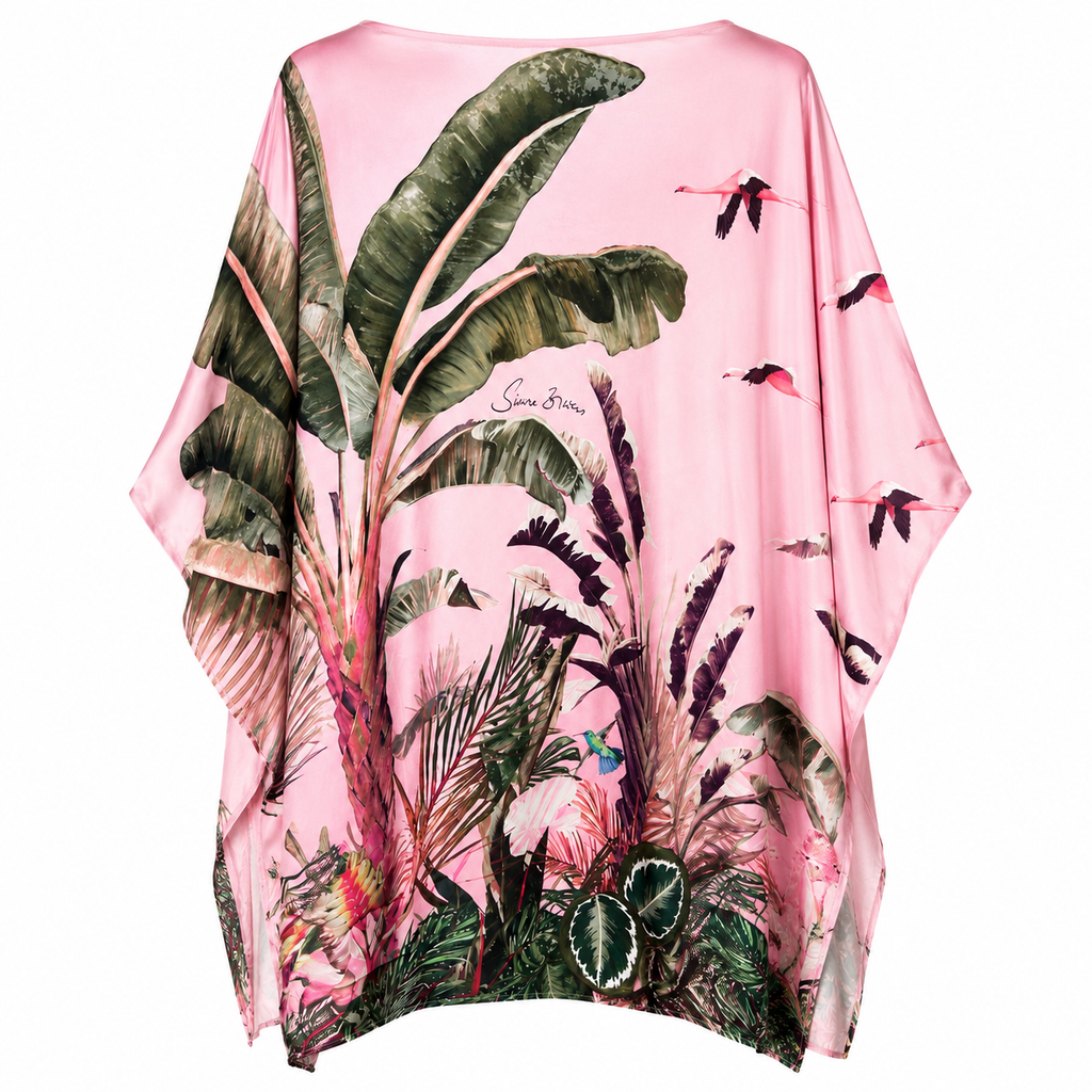 FLAMINGOS SILK TUNIC - LIGHT ROSE