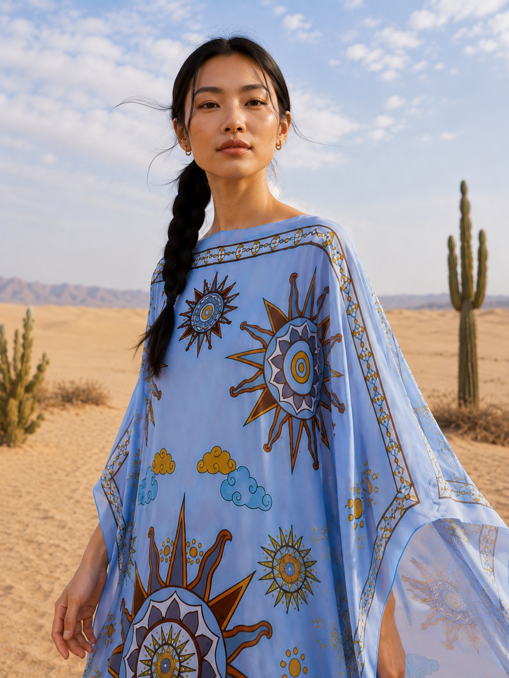SOL SILK TUNIC - LIGHT BLUE