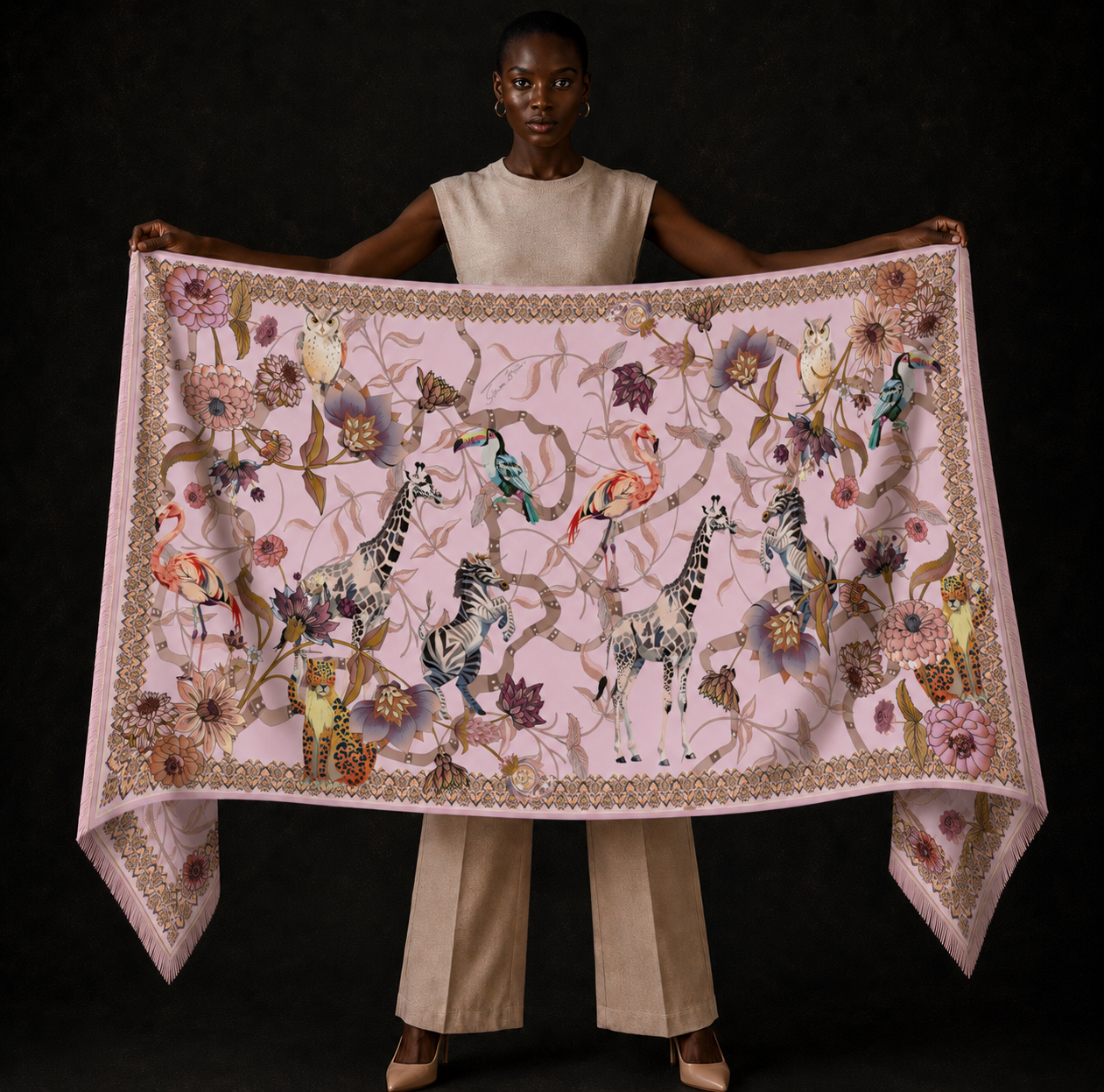 CANOPY CASHMERE SCARF - LIGHT ROSE