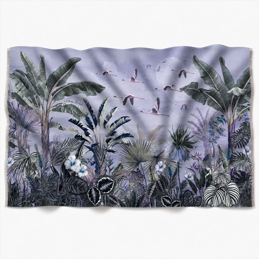 FLAMINGO CASHMERE SCARF - LIGHT BLUE