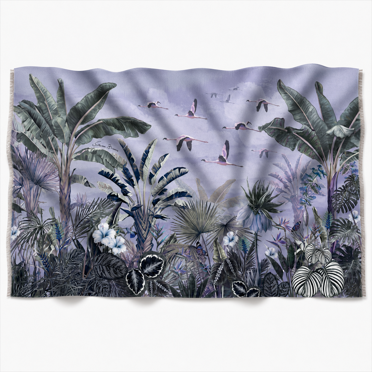 FLAMINGO CASHMERE SCARF - LIGHT BLUE