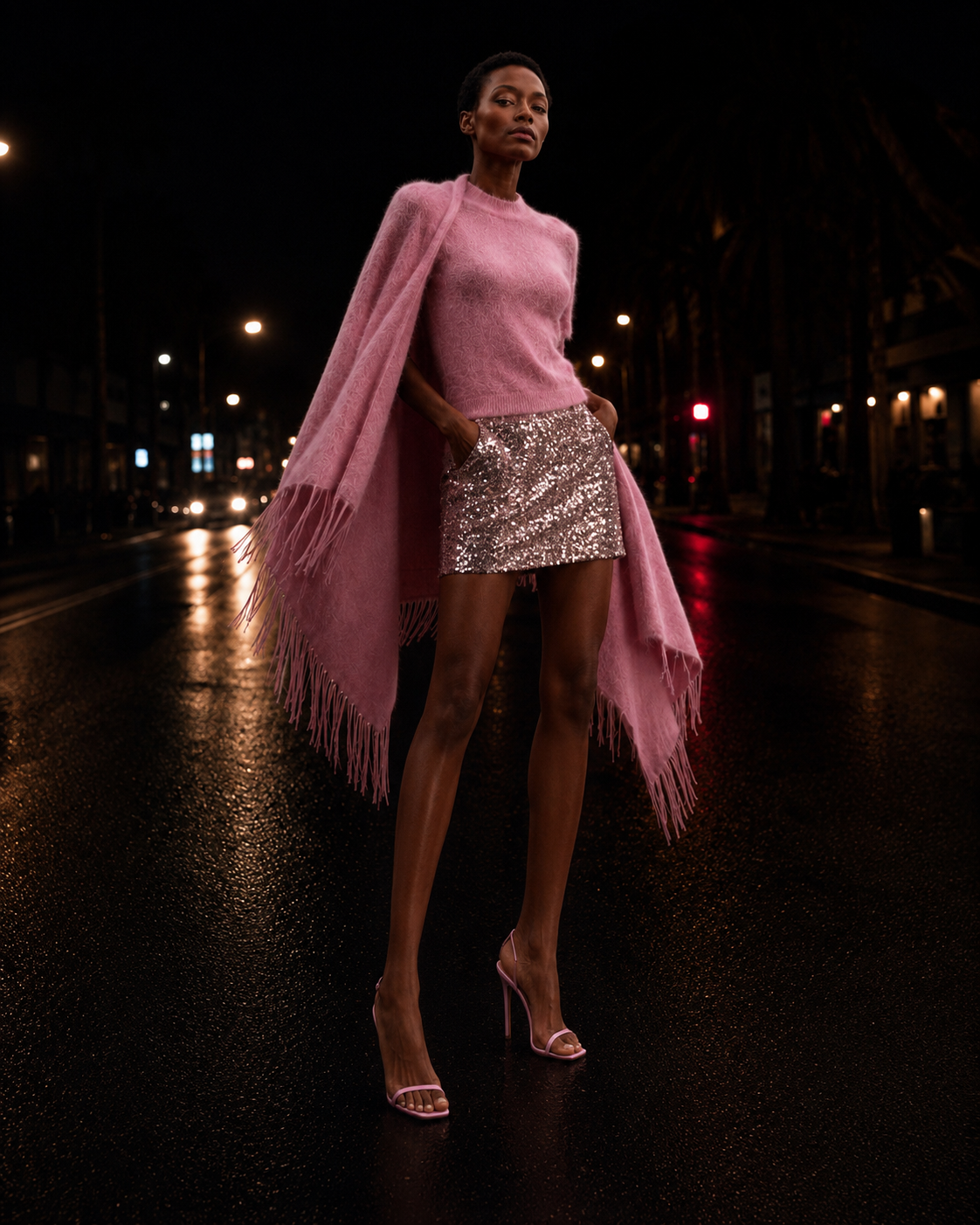 SHARON CAPE - PINK/LILAC