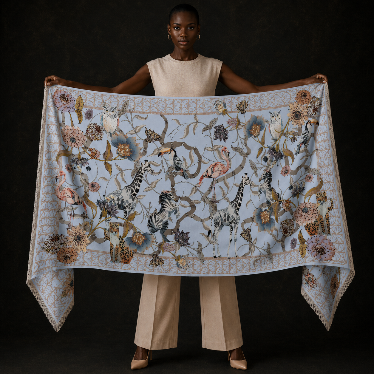 CANOPY CASHMERE SCARF - LIGHT BLUE
