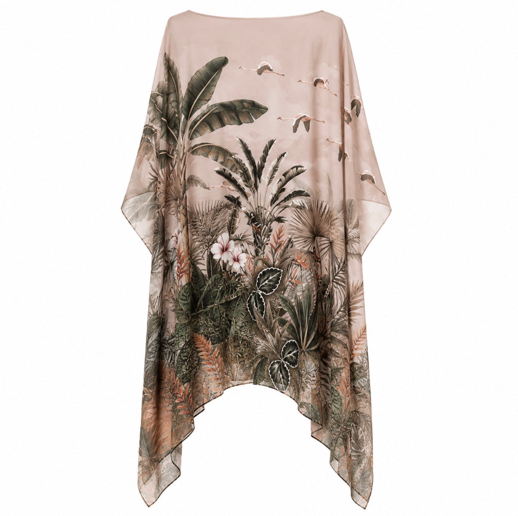 FLAMINGOS SILK TUNIC - TAUPE