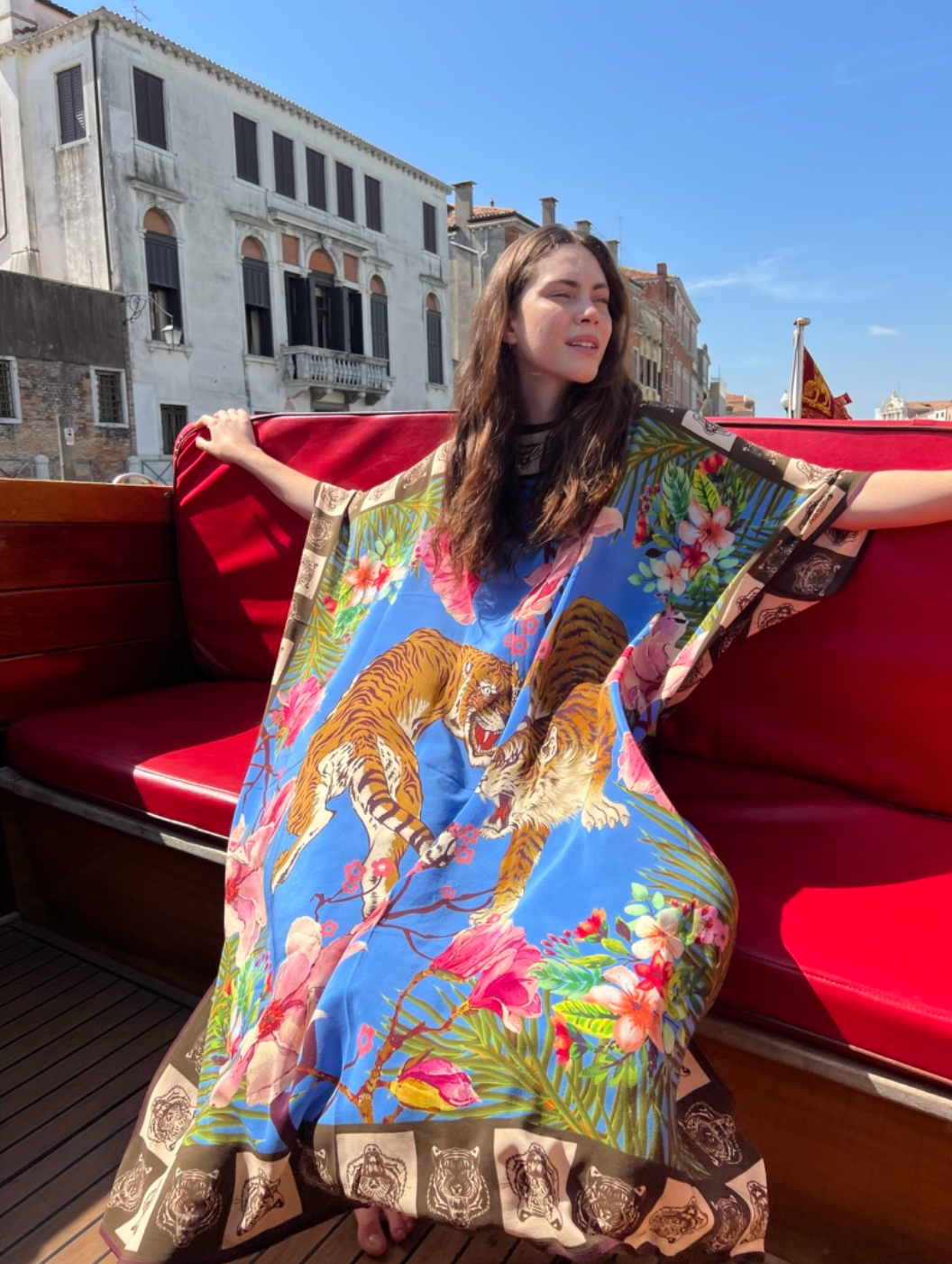 ROARING TIGER SILK TUNIC - Blue