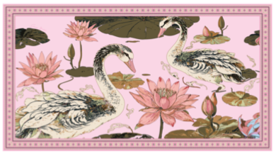 SWAN CASHMERE SCARF - LIGHT ROSE