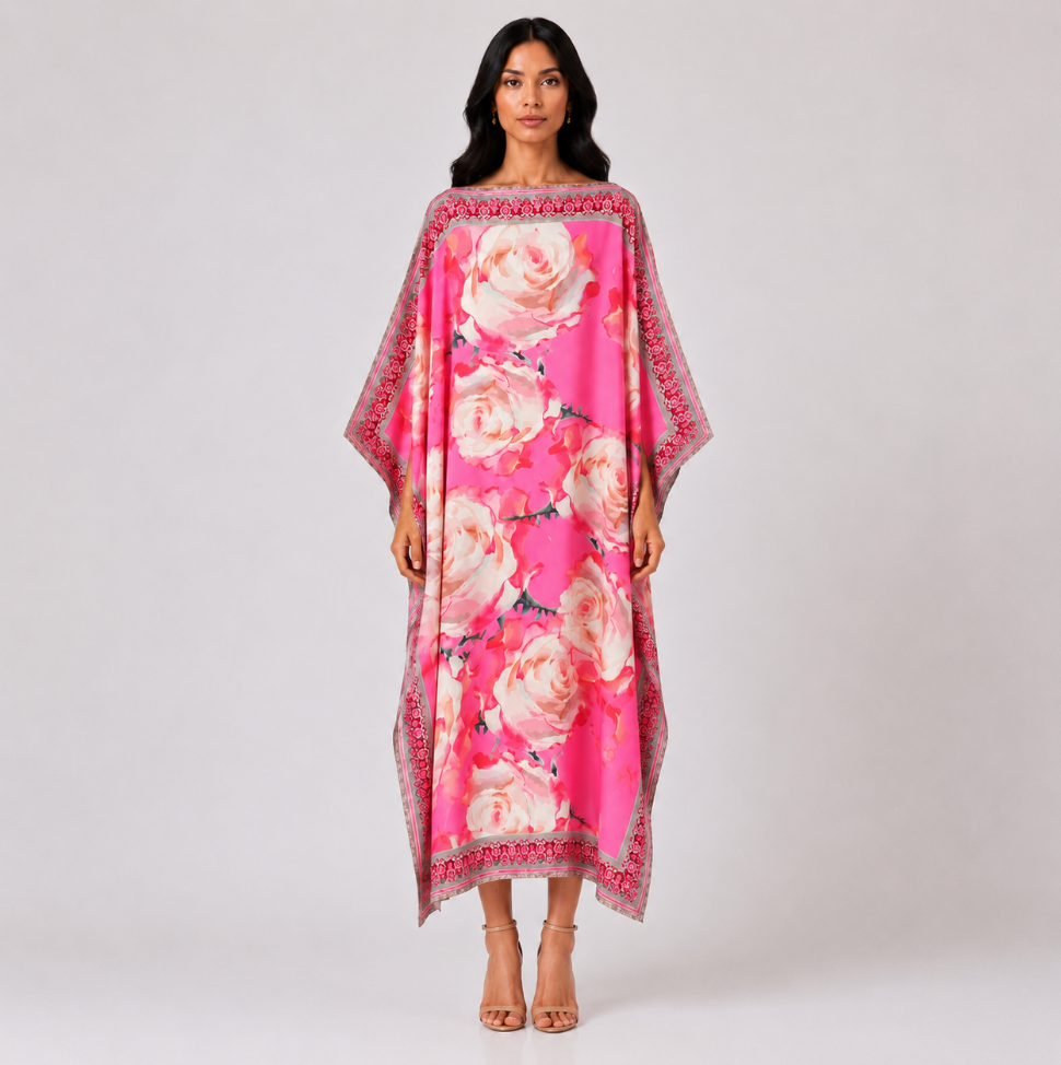 ROSES SILK TUNIC - PINK