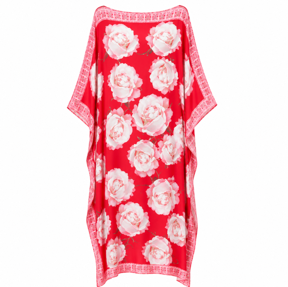 ROSES SILK TUNIC - RED