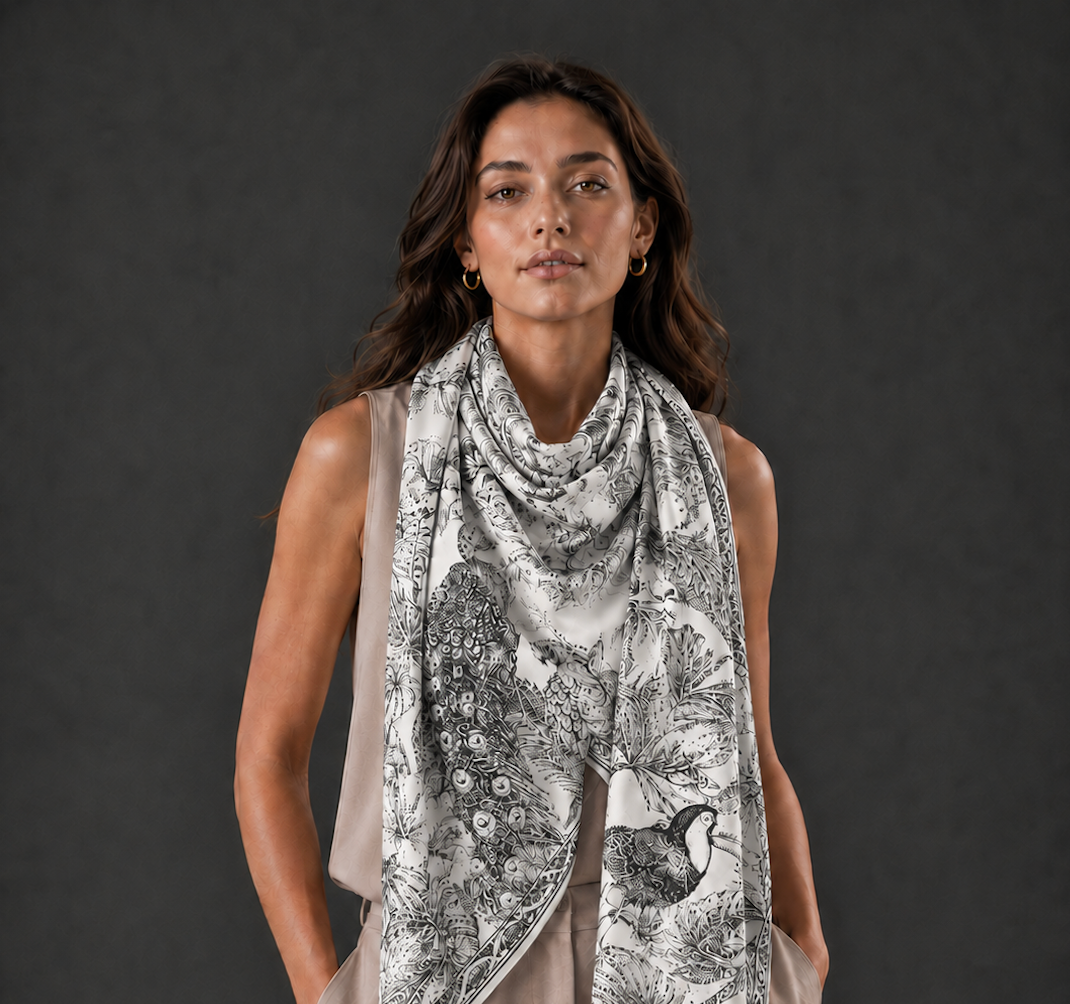 AVIARIUM CASHMERE SCARF - CHALK