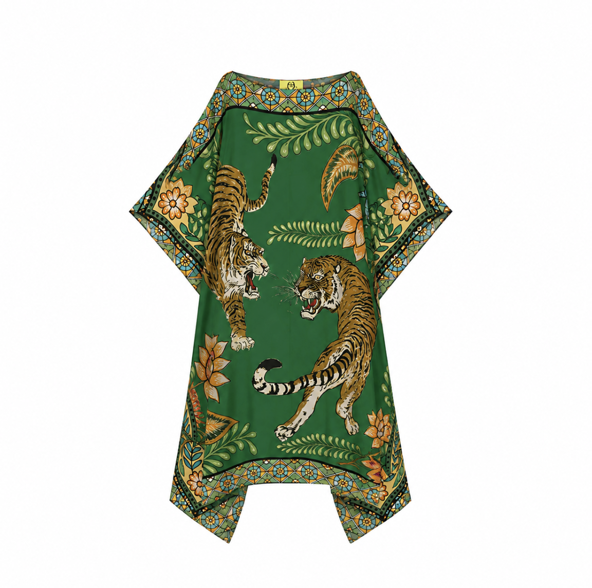 TIGER & JUNGLE SILK TUNIC - GREEN