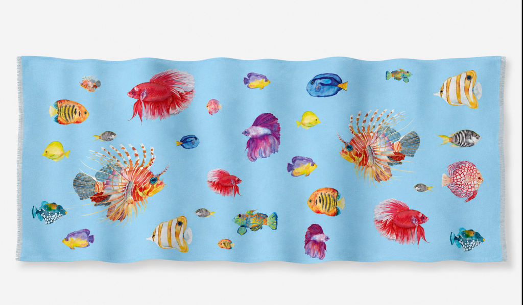 FISHTALE CASHMERE SCARF - LIGHT BLUE