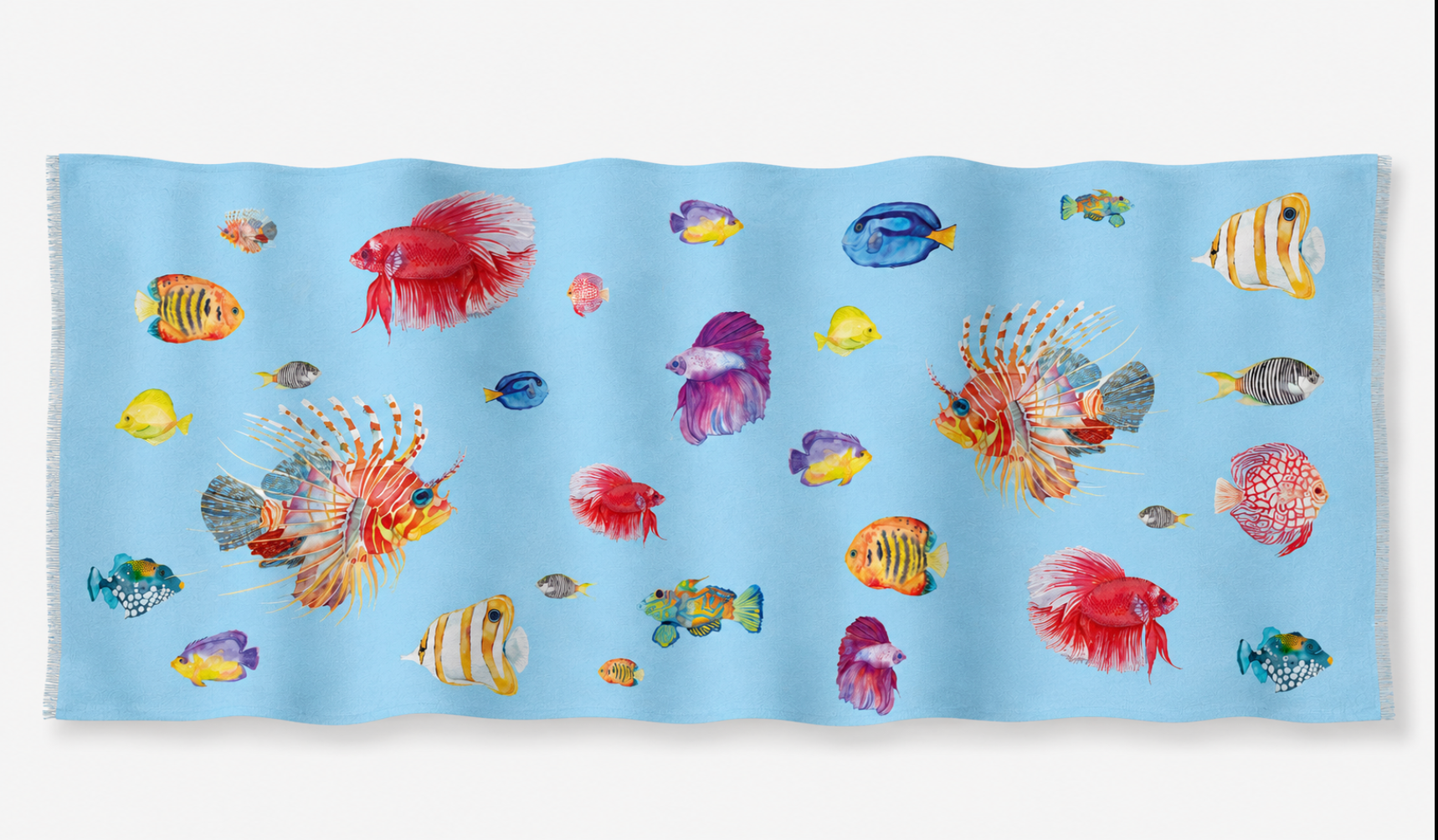 FISHTALE CASHMERE SCARF - LIGHT BLUE