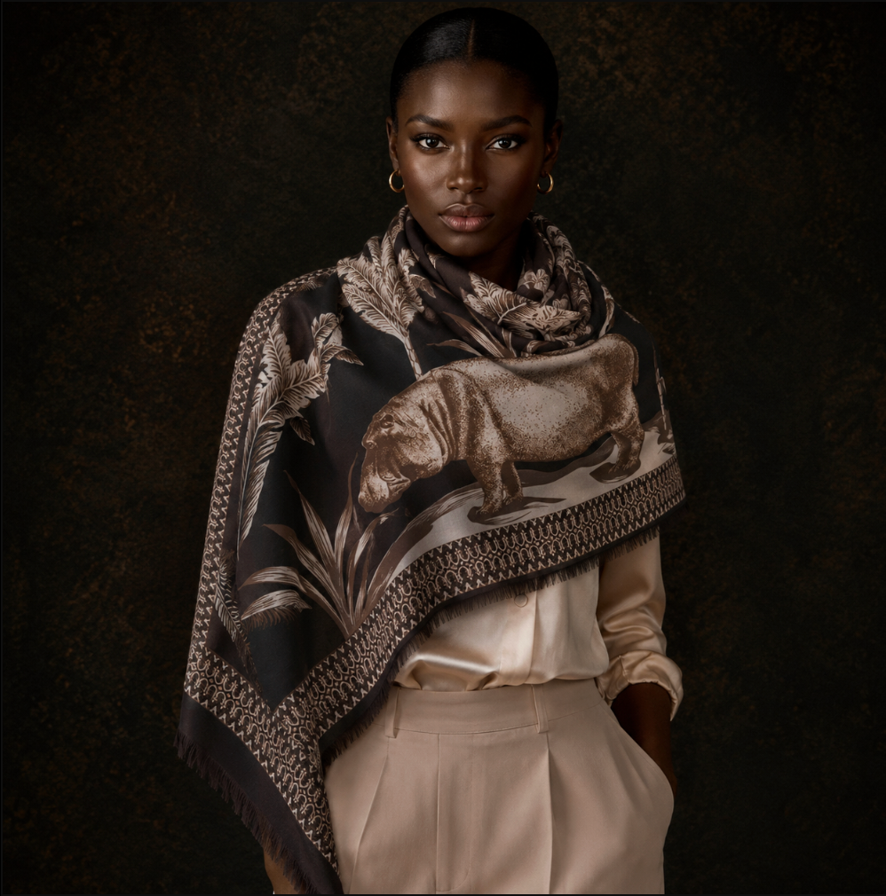 HIPPO CASHMERE SCARF - COMPOST