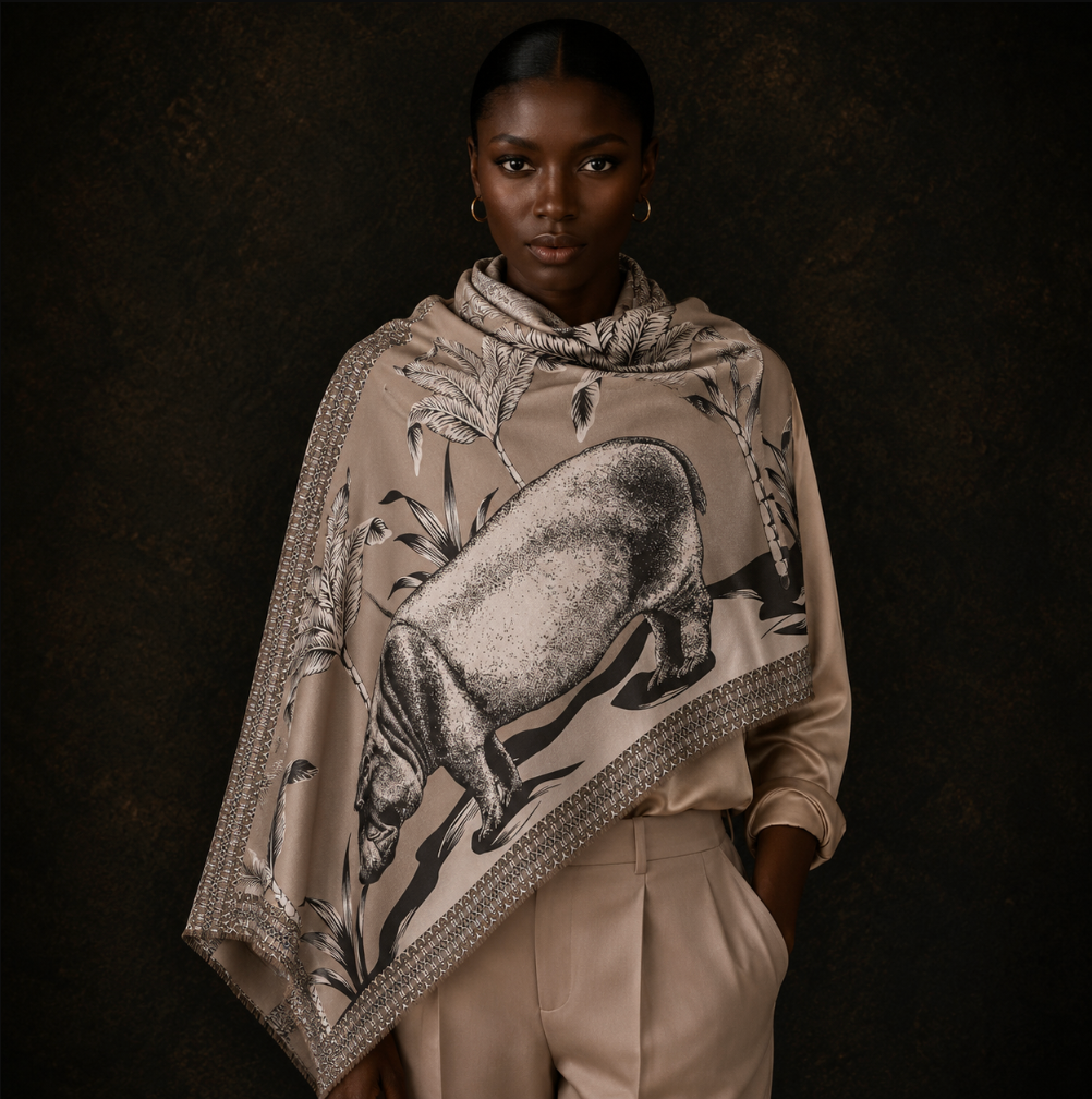 HIPPO CASHMERE SCARF - TAUPE