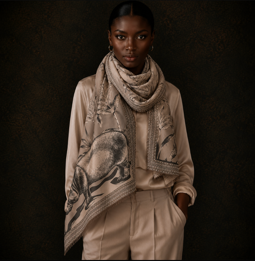 HIPPO CASHMERE SCARF - TAUPE