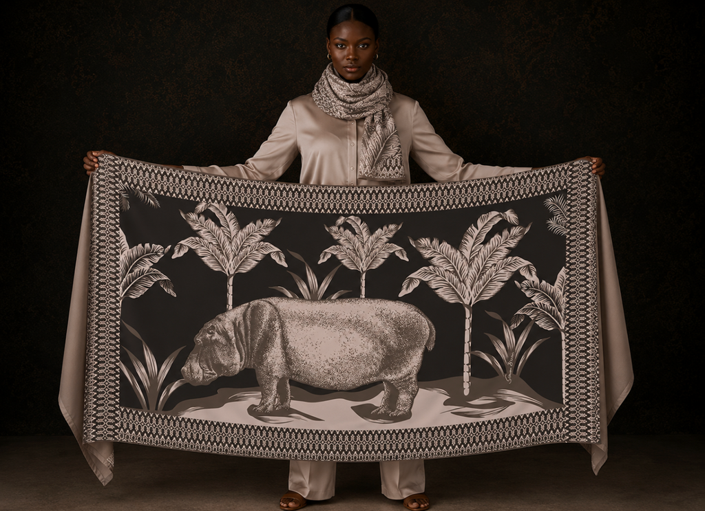 HIPPO CASHMERE SCARF - COMPOST