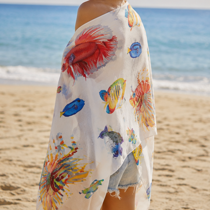 FISHTALE CASHMERE SCARF - WHITE