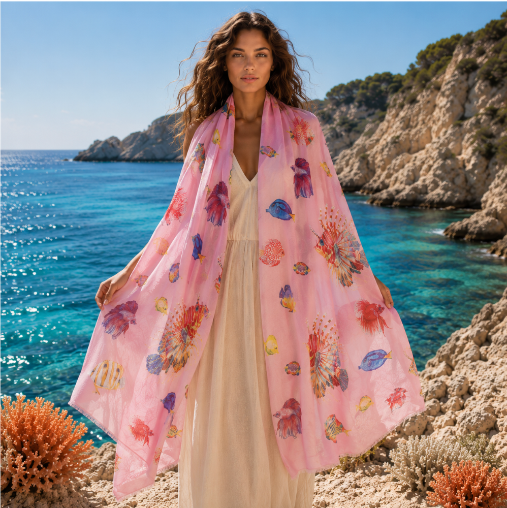 FISHTALE CASHMERE SCARF - ROSE