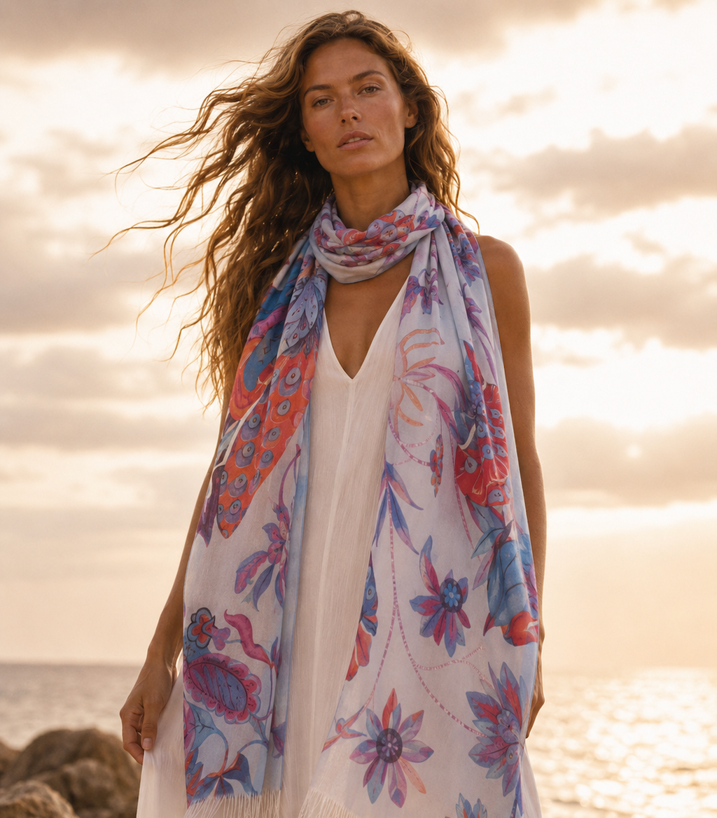 PASTELOVE CASHMERE SCARF - SKY BLUE