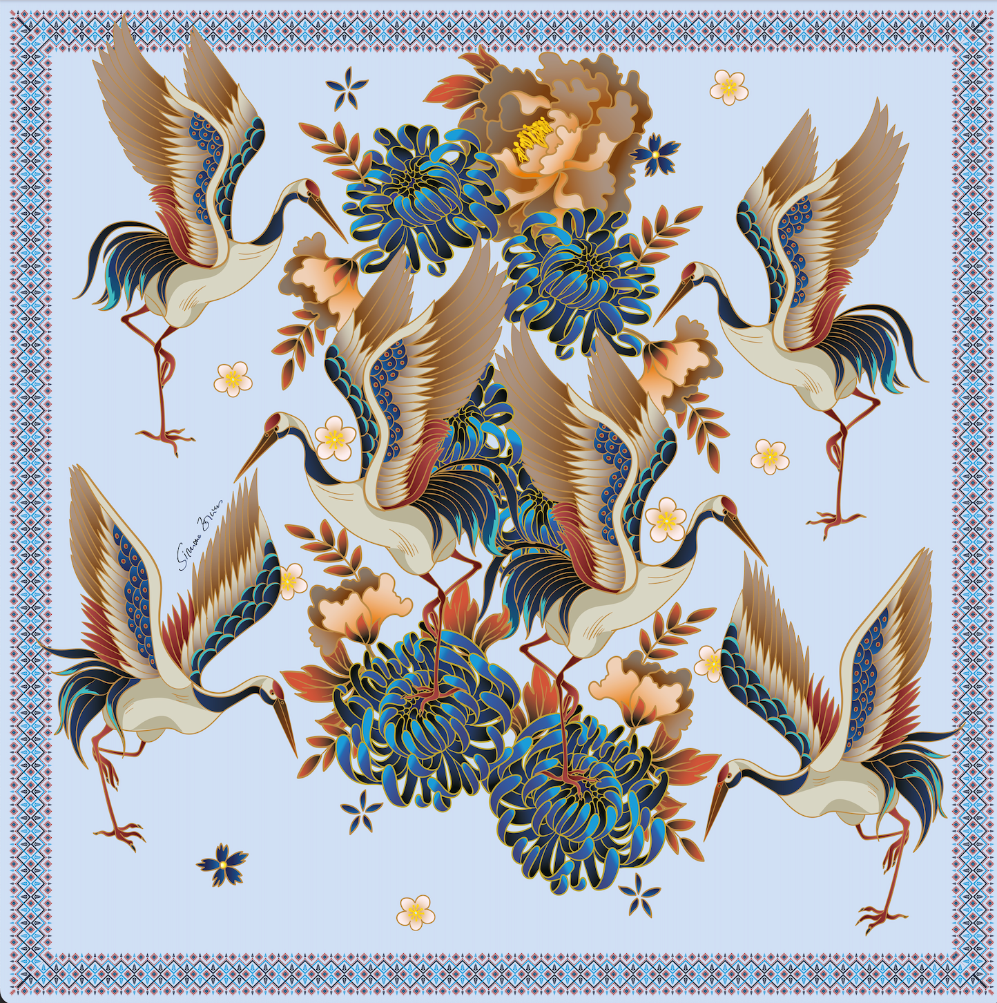 TSURU SILK TUNIC - LIGHT BLUE