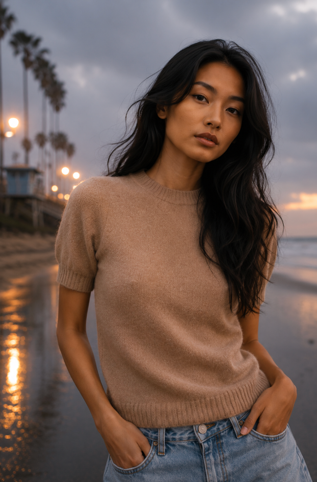 BRUSHED CASHMERE SHIRT - HAYSTACK