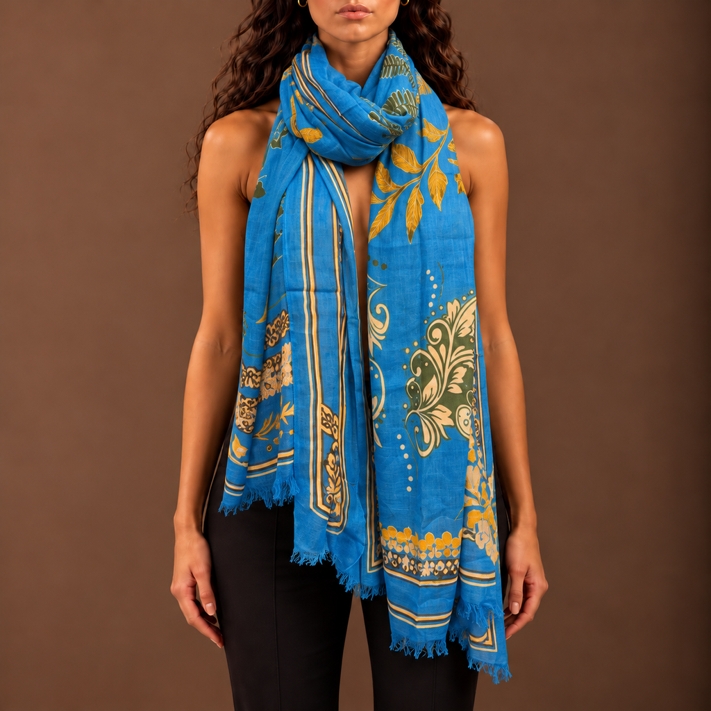 NOIRE CASHMERE SCARF - BLUE