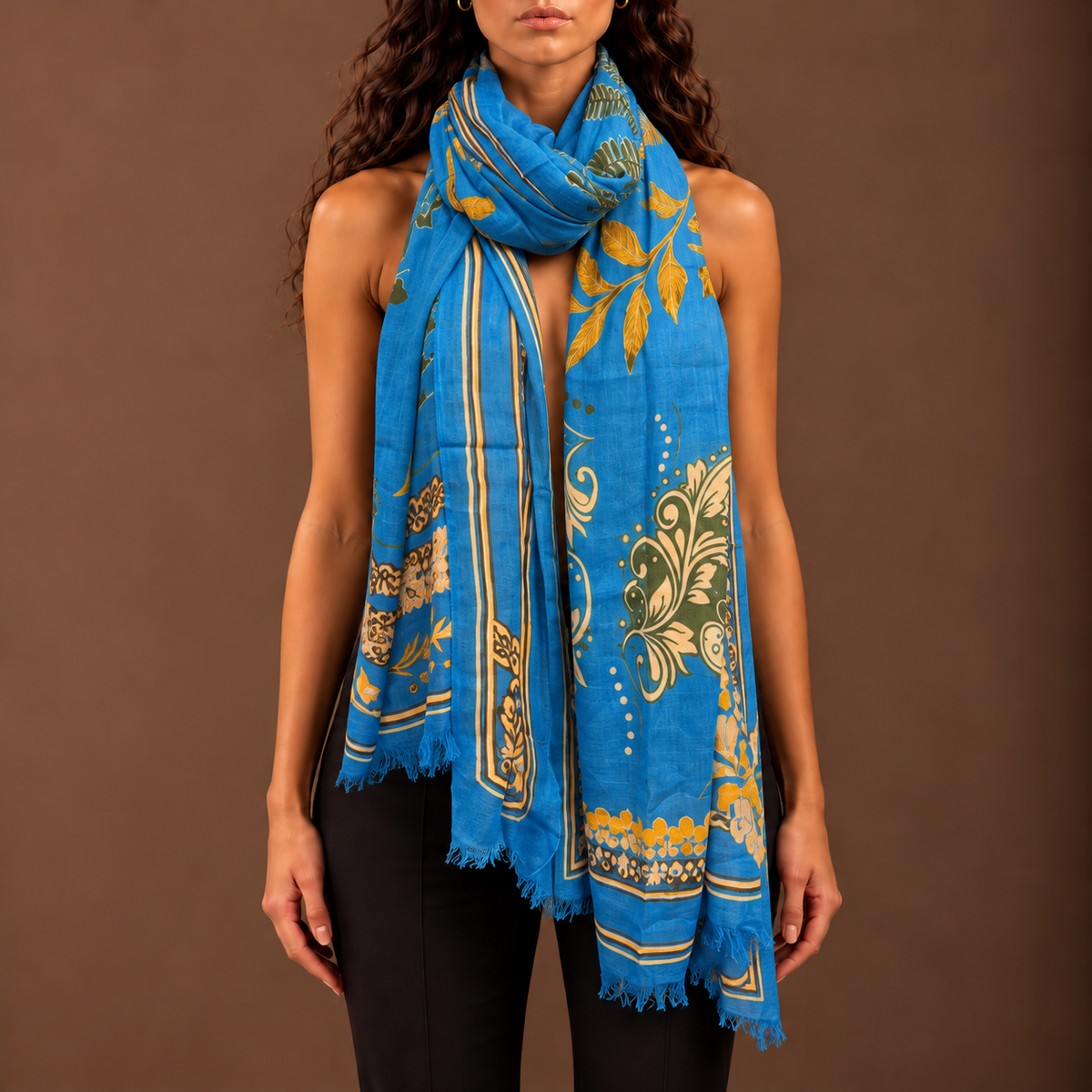 NOIRE CASHMERE SCARF - BLUE