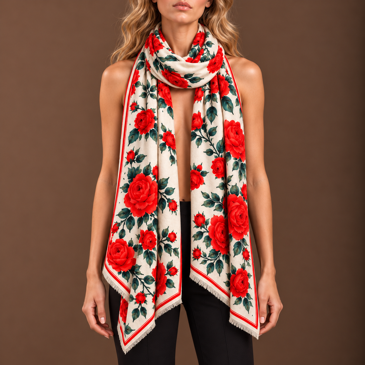 ROSALIA CASHMERE SCARF - OFF WHITE