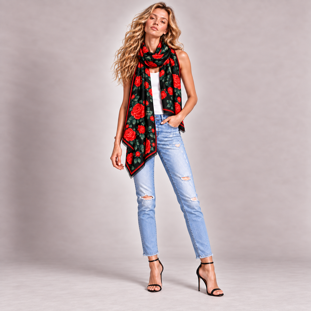 ROSALIA CASHMERE SCARF - DARK GREEN