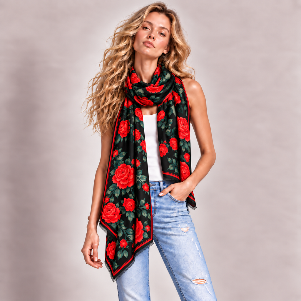 ROSALIA CASHMERE SCARF - DARK GREEN