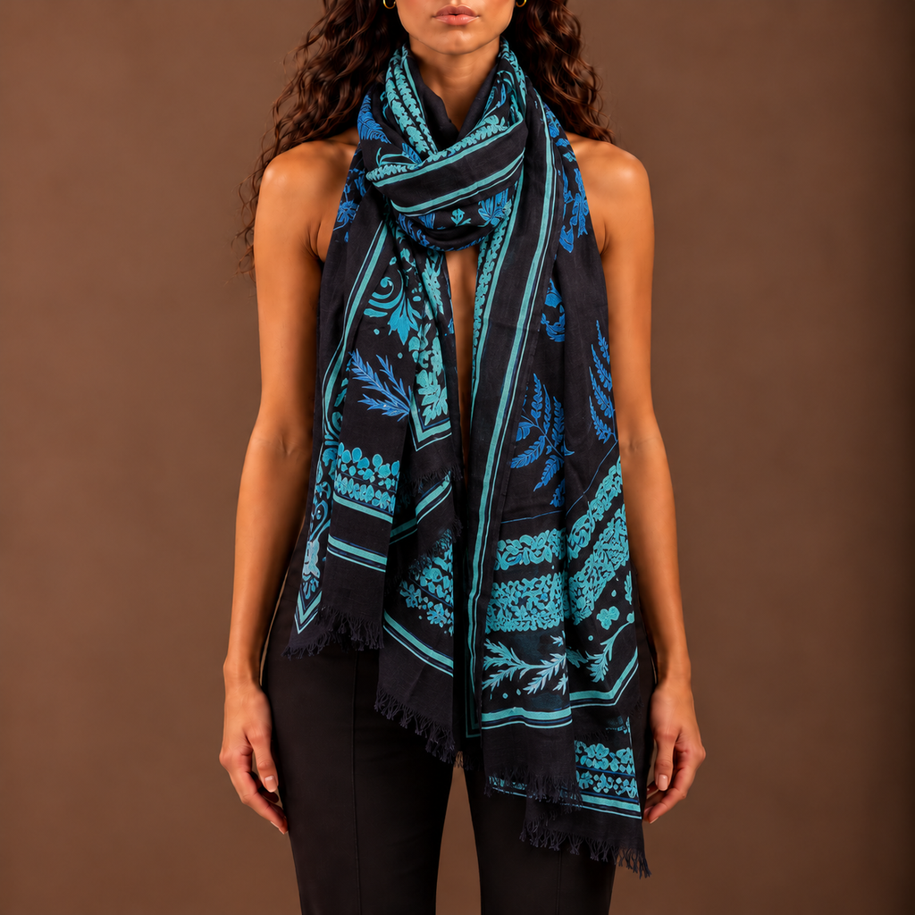 NOIRE CASHMERE SCARF - MIDNIGHT