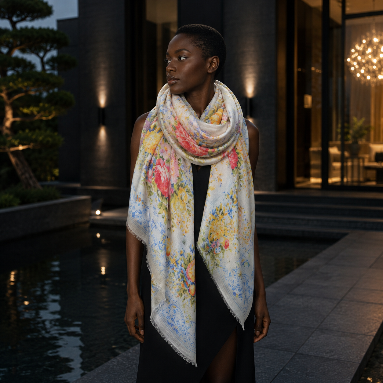 EVE CASHMERE SCARF - LIGHT BLUE