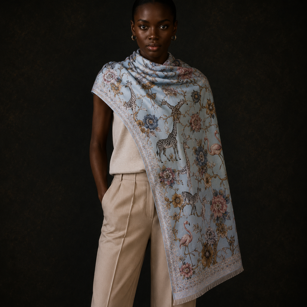CANOPY CASHMERE SCARF - LIGHT BLUE