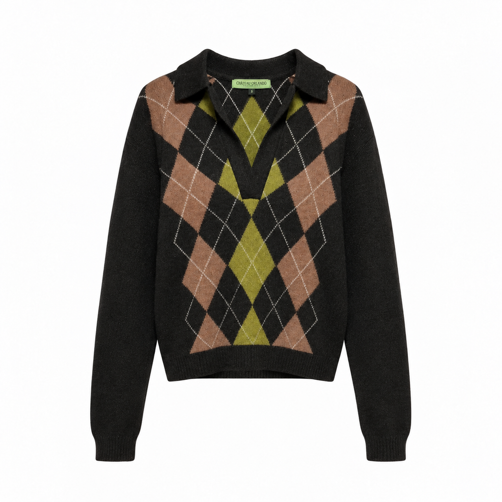 CROPPED DIAMOND POLO - COMPOST/ENCHANTED