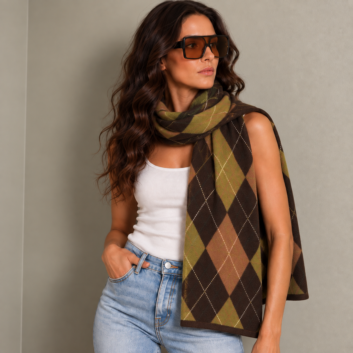 DIAMOND SCARF - COMPOST/ENCHANTED