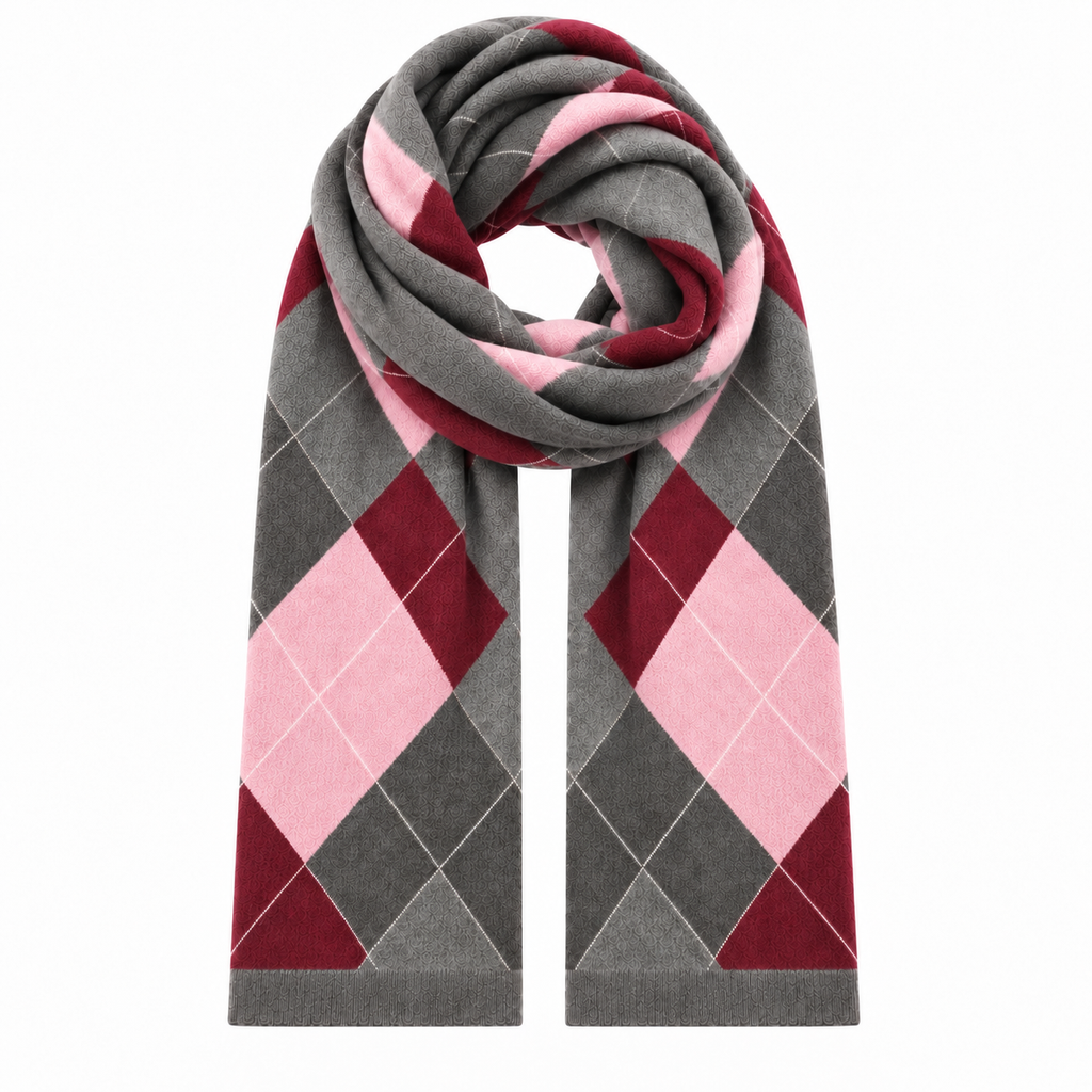 DIAMOND SCARF - GREY/BERRY
