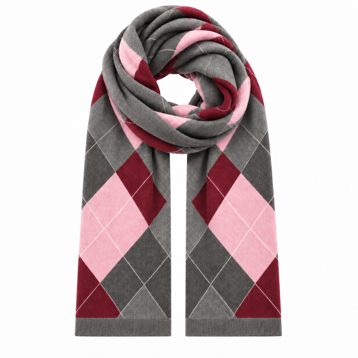 DIAMOND SCARF - GREY/BERRY