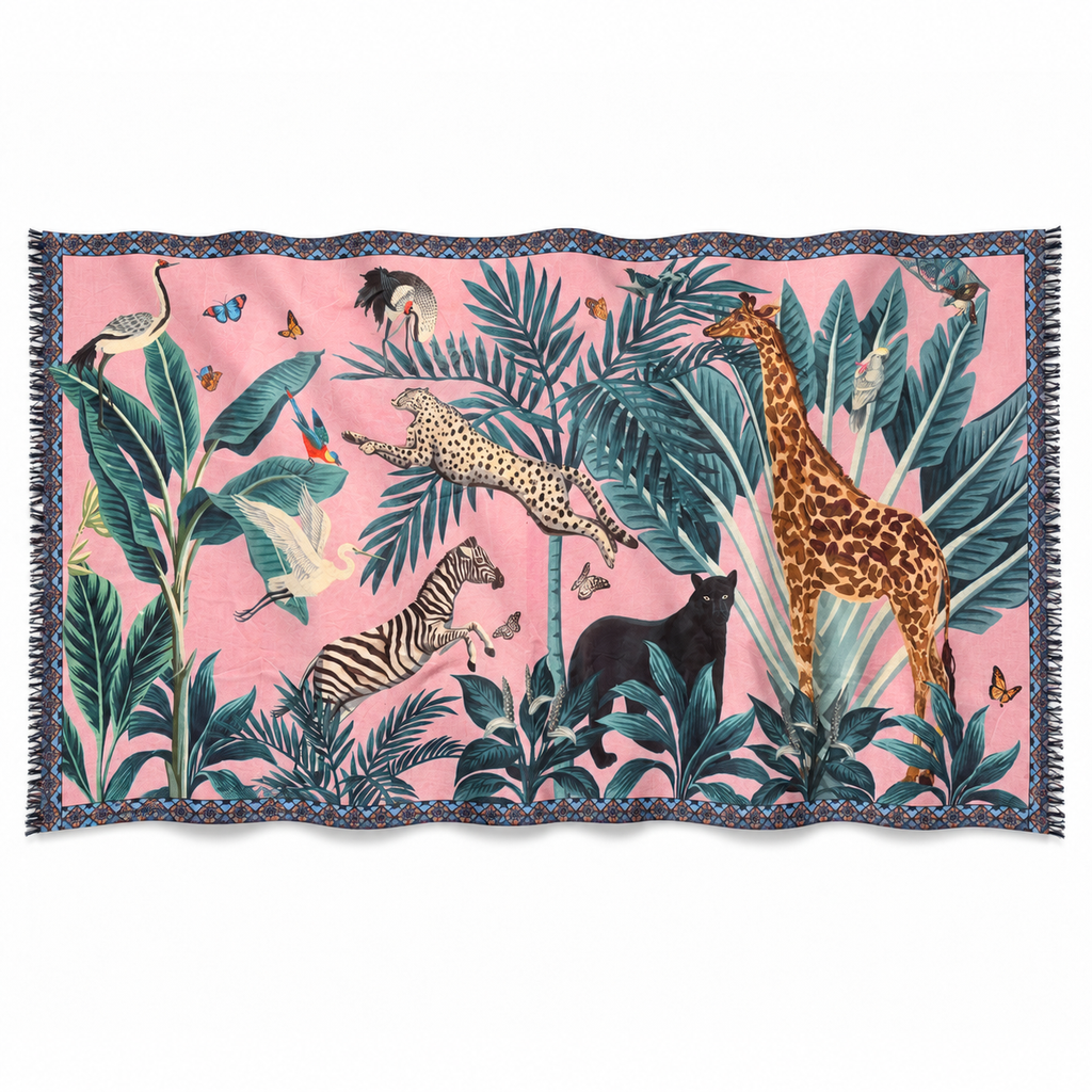 VENICE ANIMAL CASHMERE SCARF - LIGHT ROSE