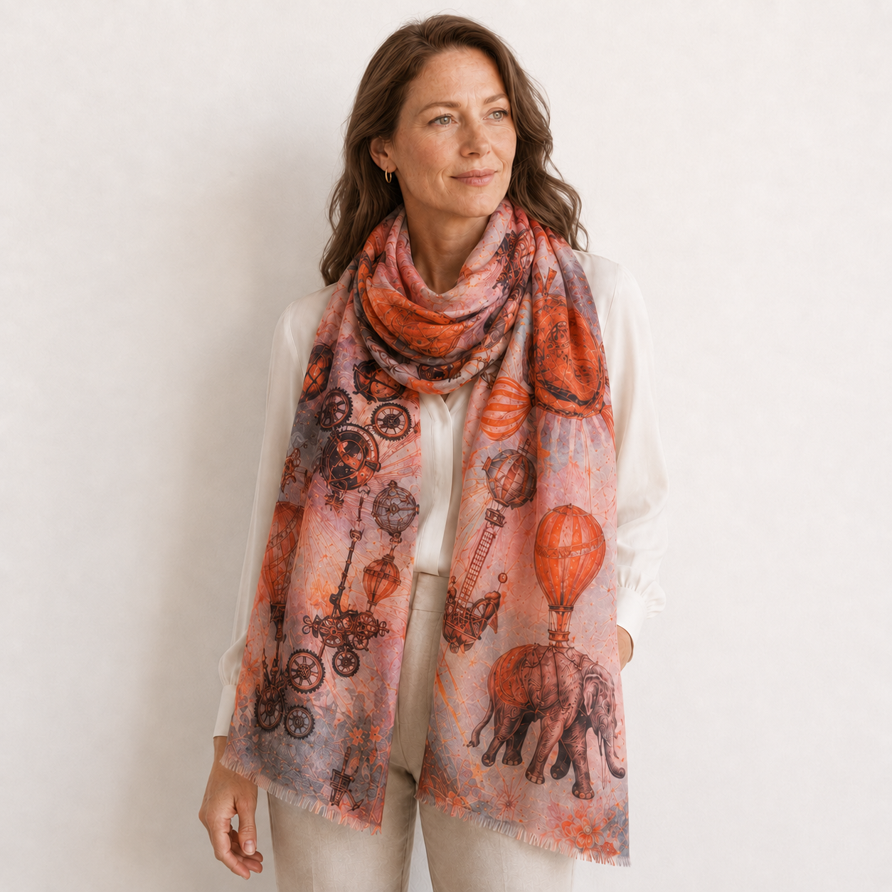 FABLE DIGITAL PRINTED SCARF - red