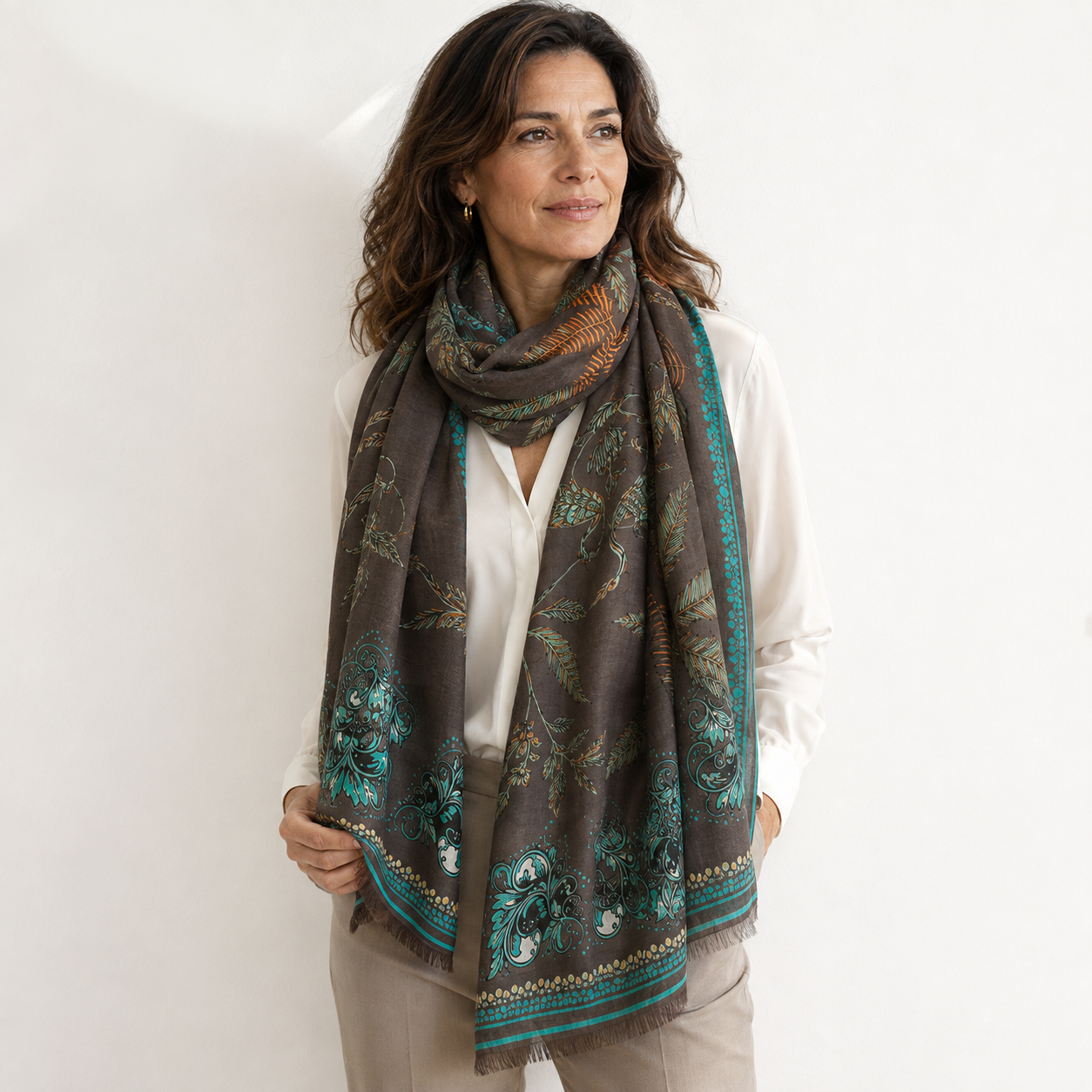 NOIRE Regular Rectangular Shawl - twine