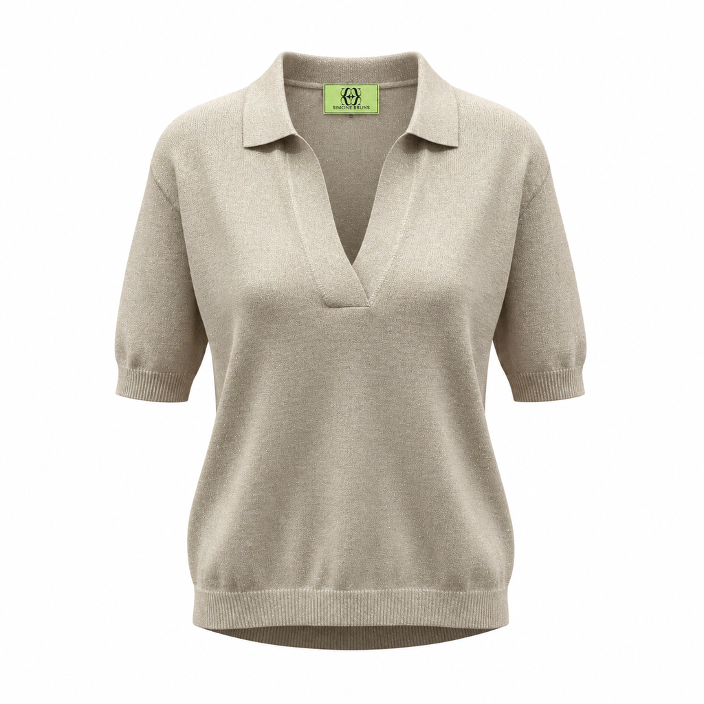CROPPED POLO - BEIGE LUREX