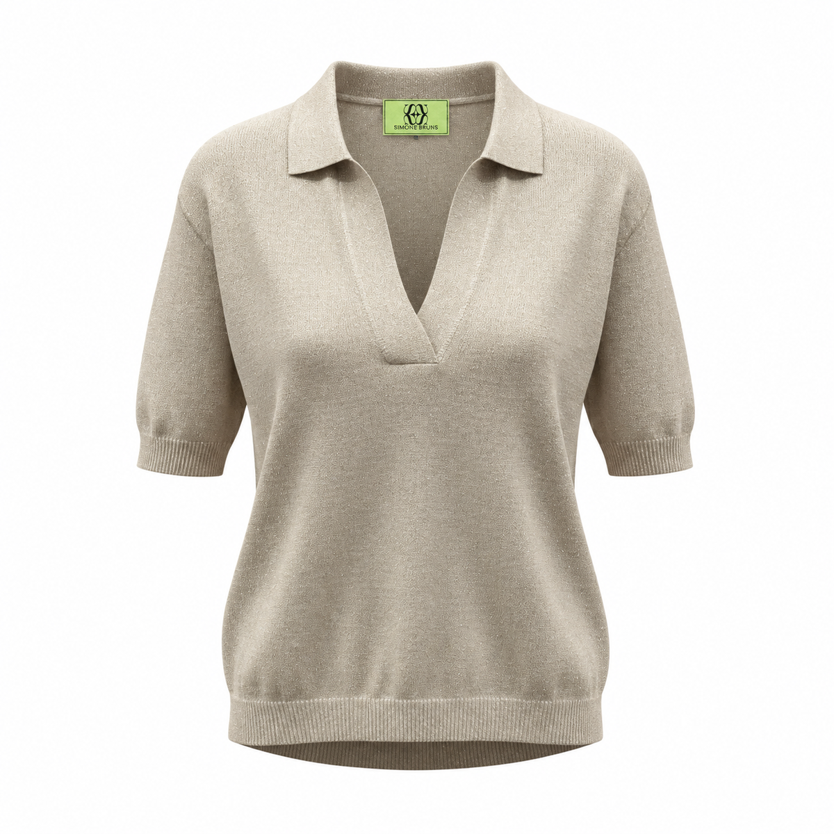 CROPPED POLO - BEIGE LUREX