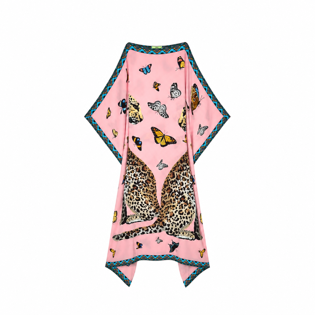 LEO & BUTTERFLY SILK TUNIC - ROSE