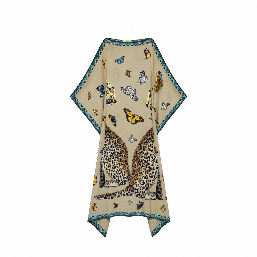 LEO & BUTTERFLY SILK TUNIC - TAUPE