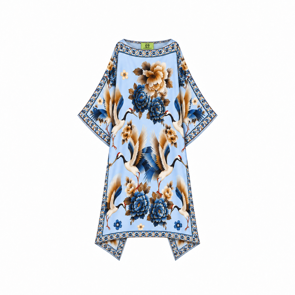 TSURU SILK TUNIC - LIGHT BLUE