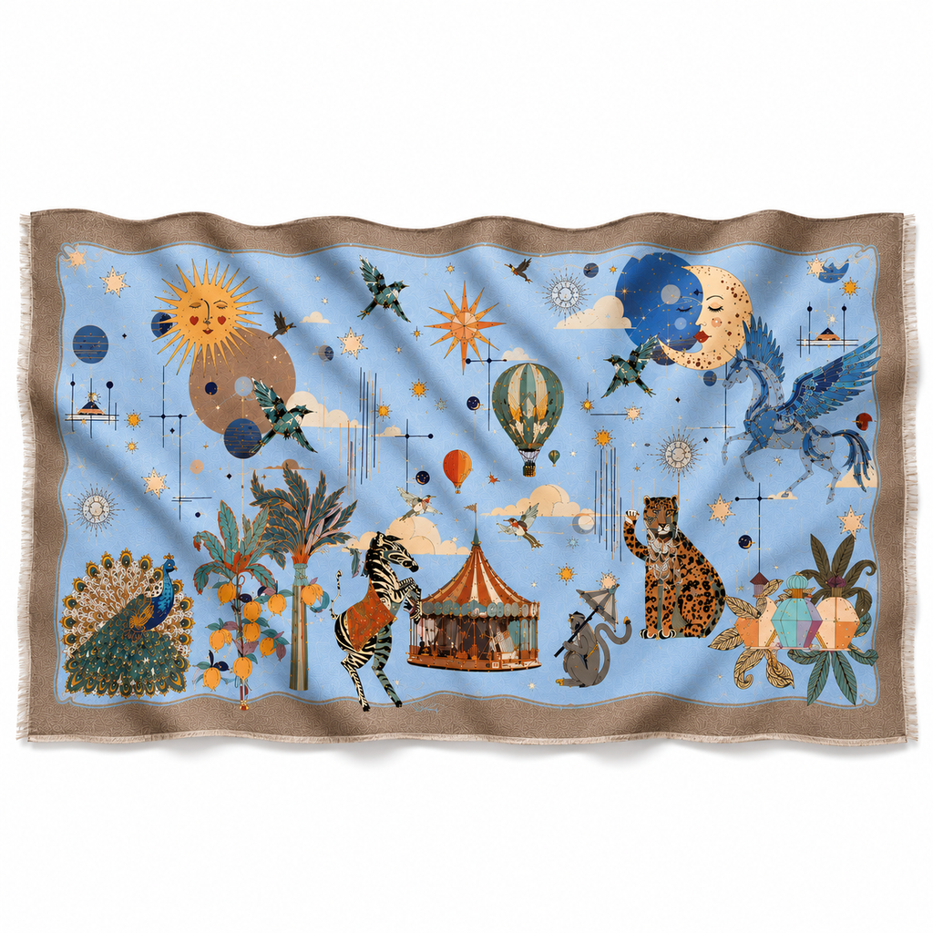 AURORA CASHMERE SCARF - LIGHT BLUE